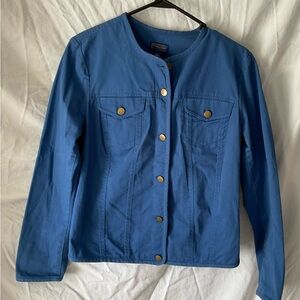 Pendleton Blue cotton  Jacket with Collarless Design medium lightweight